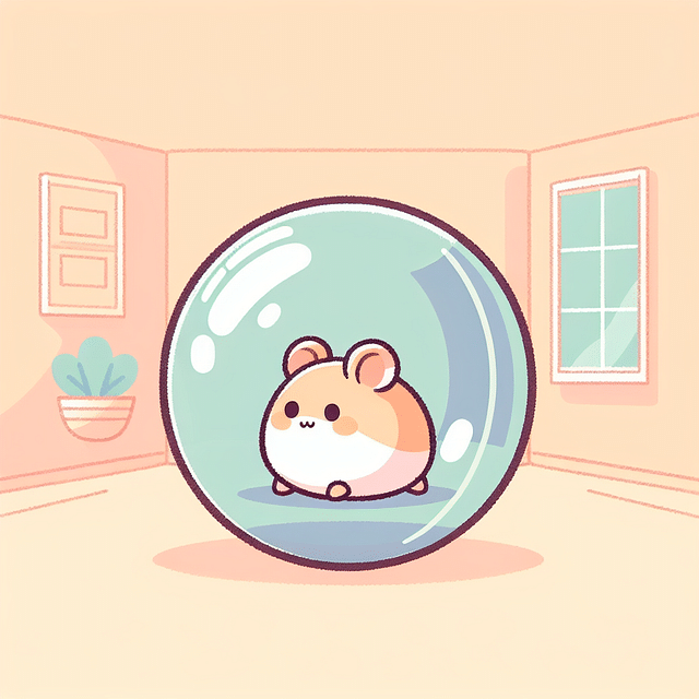 hamster ball in a safe, obstacle-free room