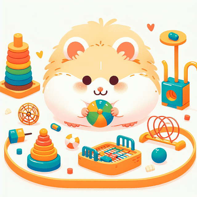 hamster playing with enrichment toys