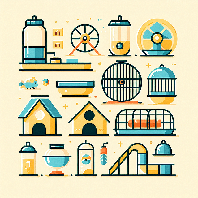 assortment of hamster cage accessories