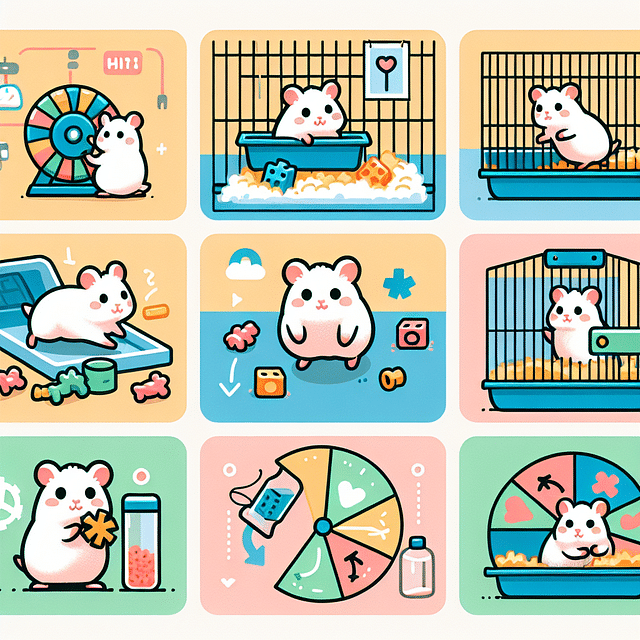 hamster interacting with cage accessories