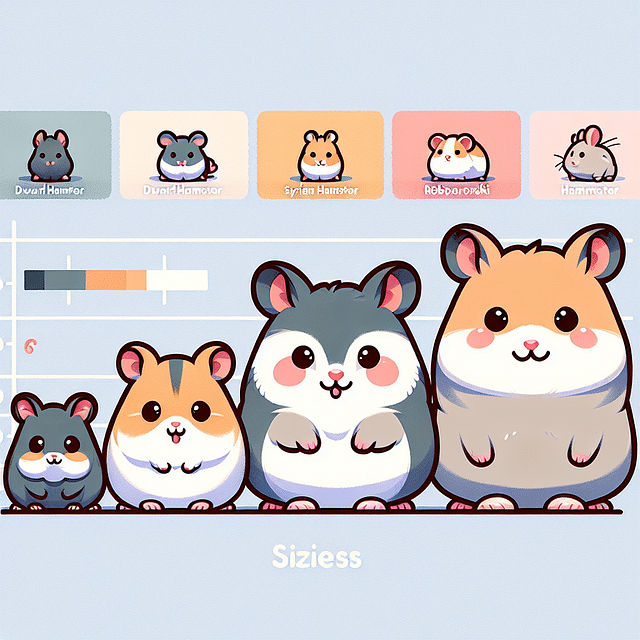 illustration of different hamster species comparing sizes