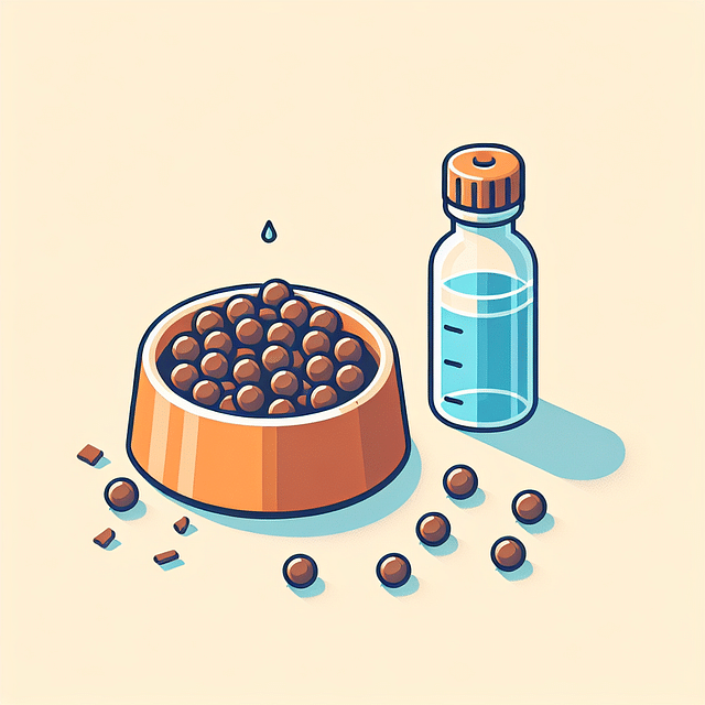 hamster food bowl and water bottle at ground level