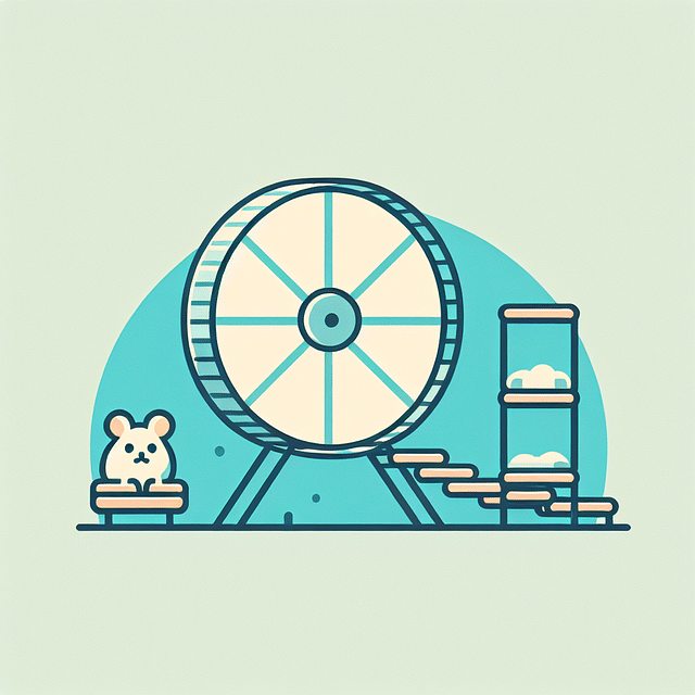 hamster wheel and platforms adjusted to ground level