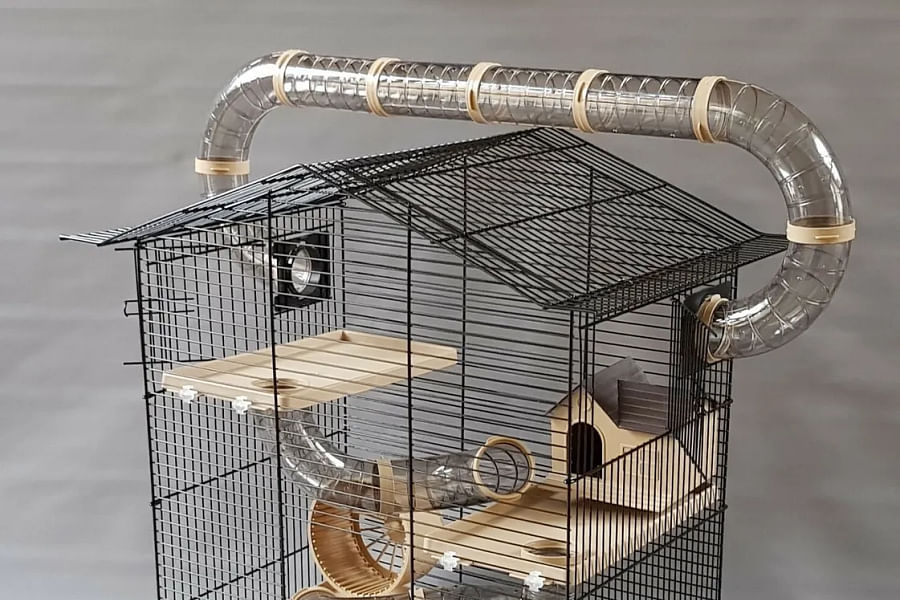 Modular large hamster cage with secure latches