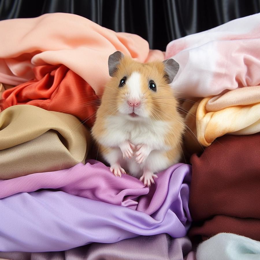 Hamster bedding selection showing different types of bedding materials