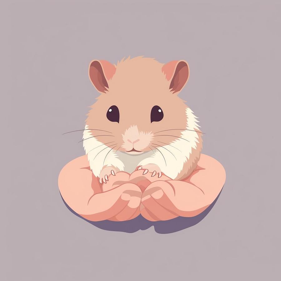 A hand gently stroking a calm hamster