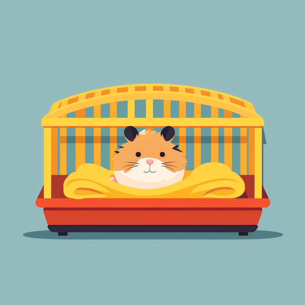 Hamster cage filled with safe bedding