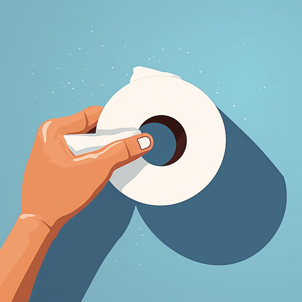 Hand cutting a toilet paper roll into three pieces